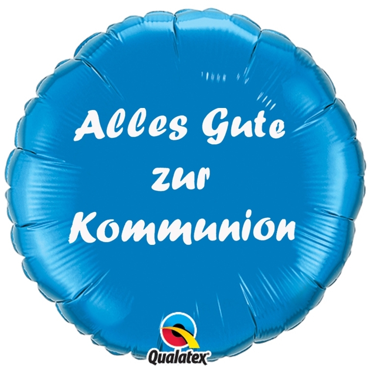 Folienballon Alles Gute zur Kommunion Blau 45cm