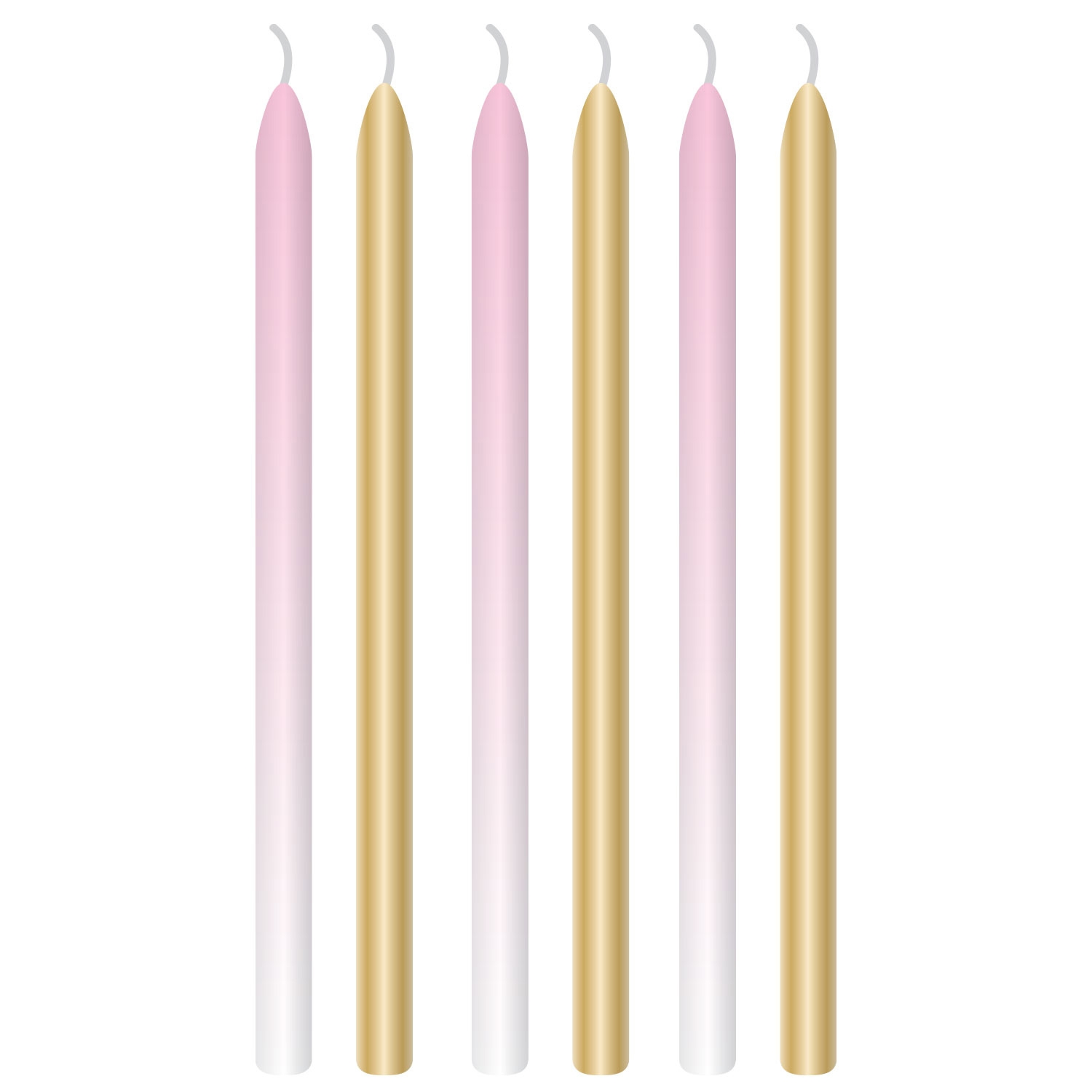 6 Kerzen mit Haltern, Rosa-Gold 6 Kerzen mit Haltern, Rosa-Gold