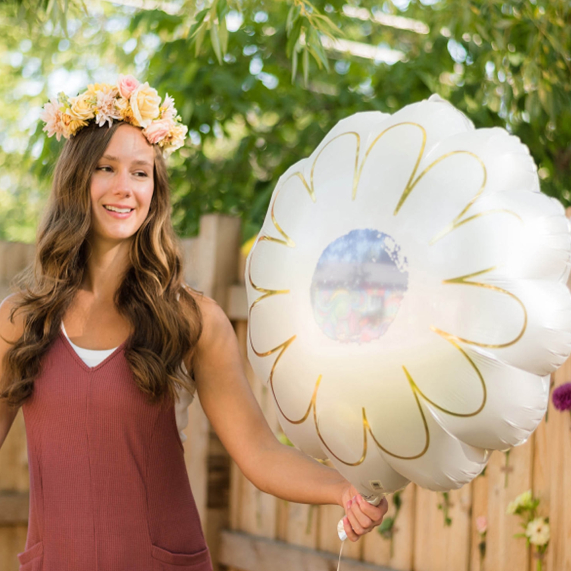Folienballon "Gänseblümchen" 53 cm Ballon, Gesicht, Person, Portrait, Kleid