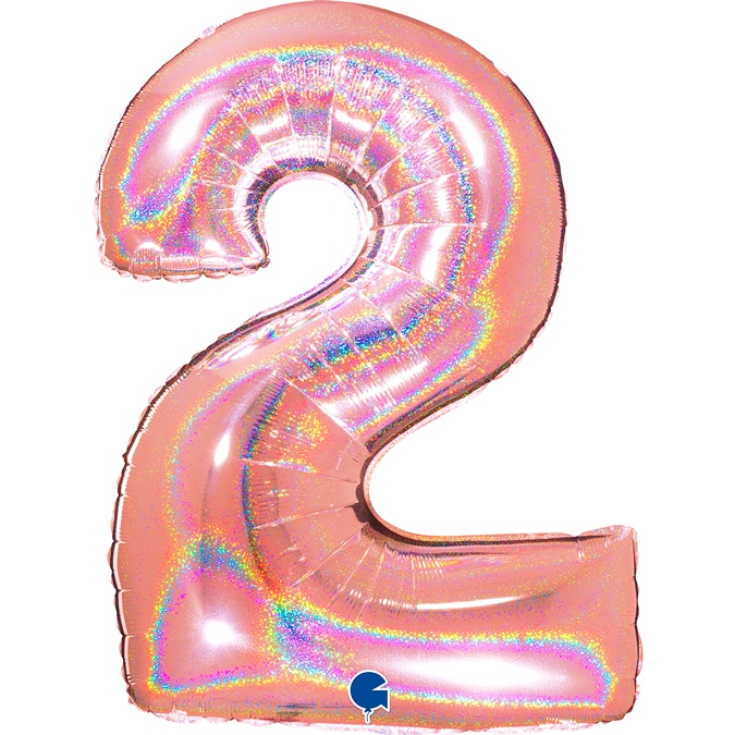Folienballon Zahl 2 Glitter Roségold 100 cm Folienballon Zahl 2 Glitter Roségold 100 cm