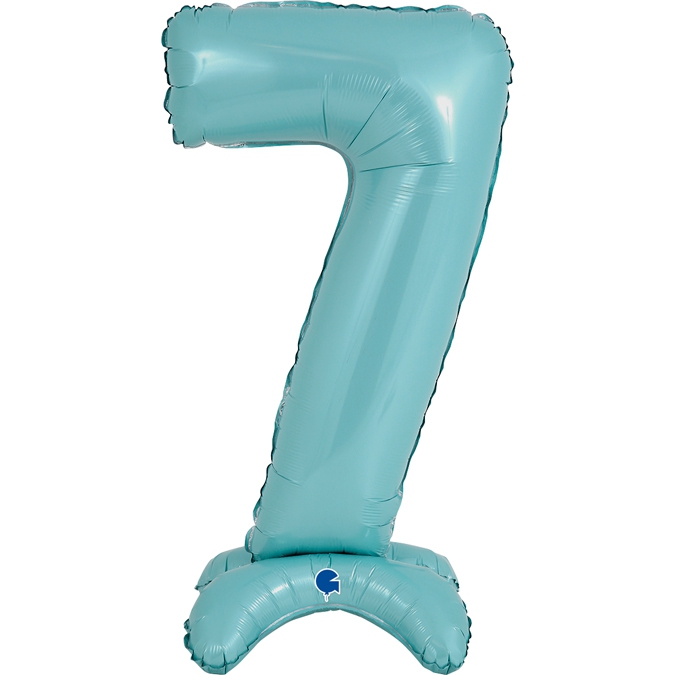 Folienballon Zahl 7 Pastell Blau, 65cm