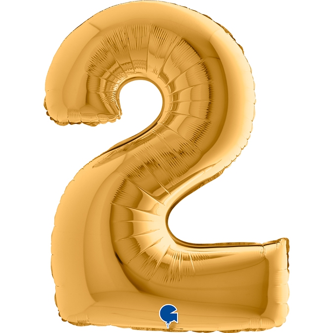 Folienballon Zahl 2 Gold 100cm Folienballon Zahl 2 Gold 100cm