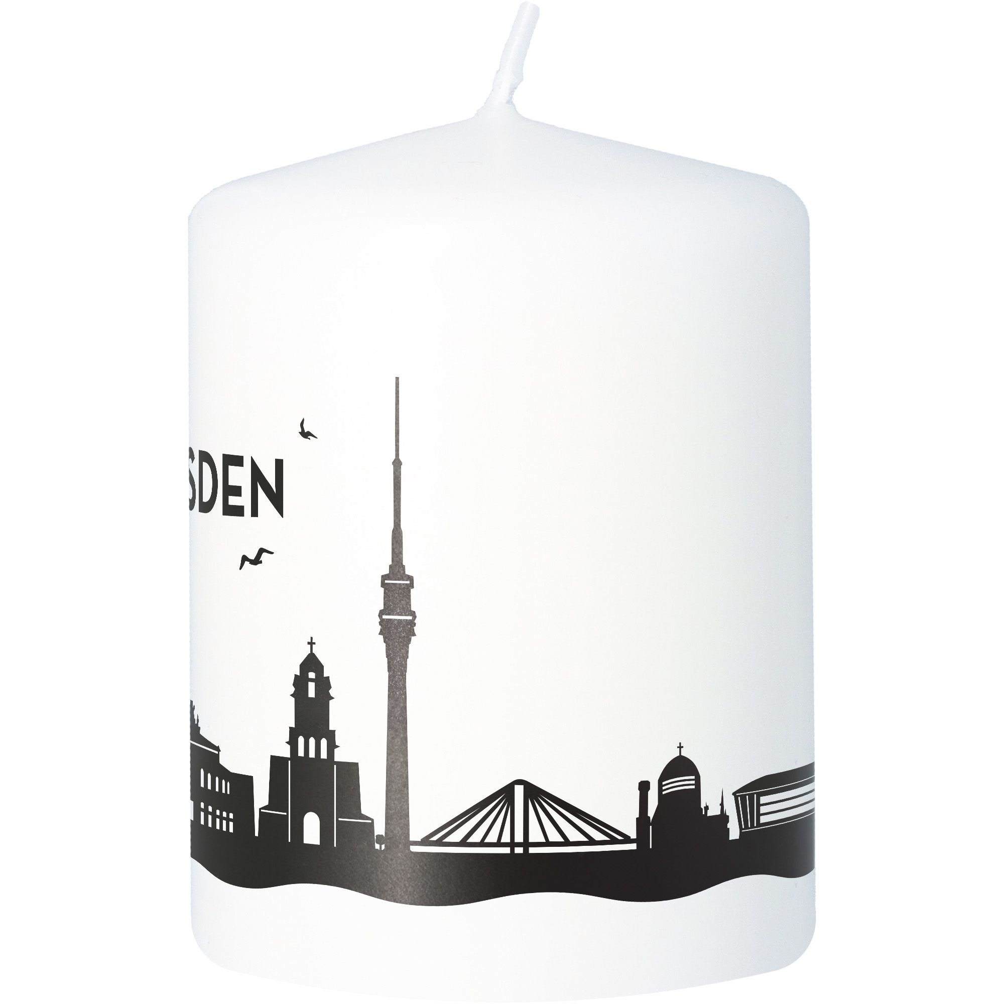 Stumpenkerze Skyline Dresden Weiß Stumpenkerze Skyline Dresden Weiß