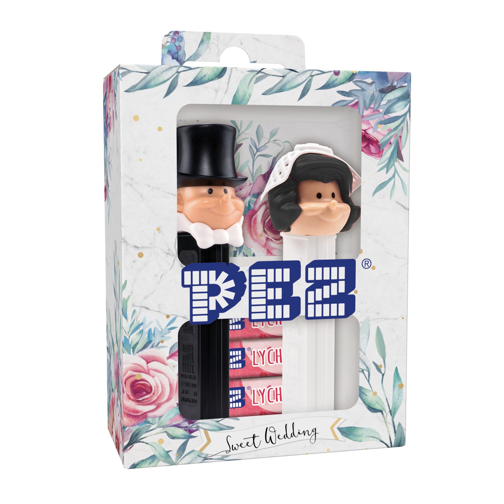 PEZ - Brautpaar inklusive Bonbons "Braut schwarzhaarig & Bräutigam" Spender & Bonbons Person