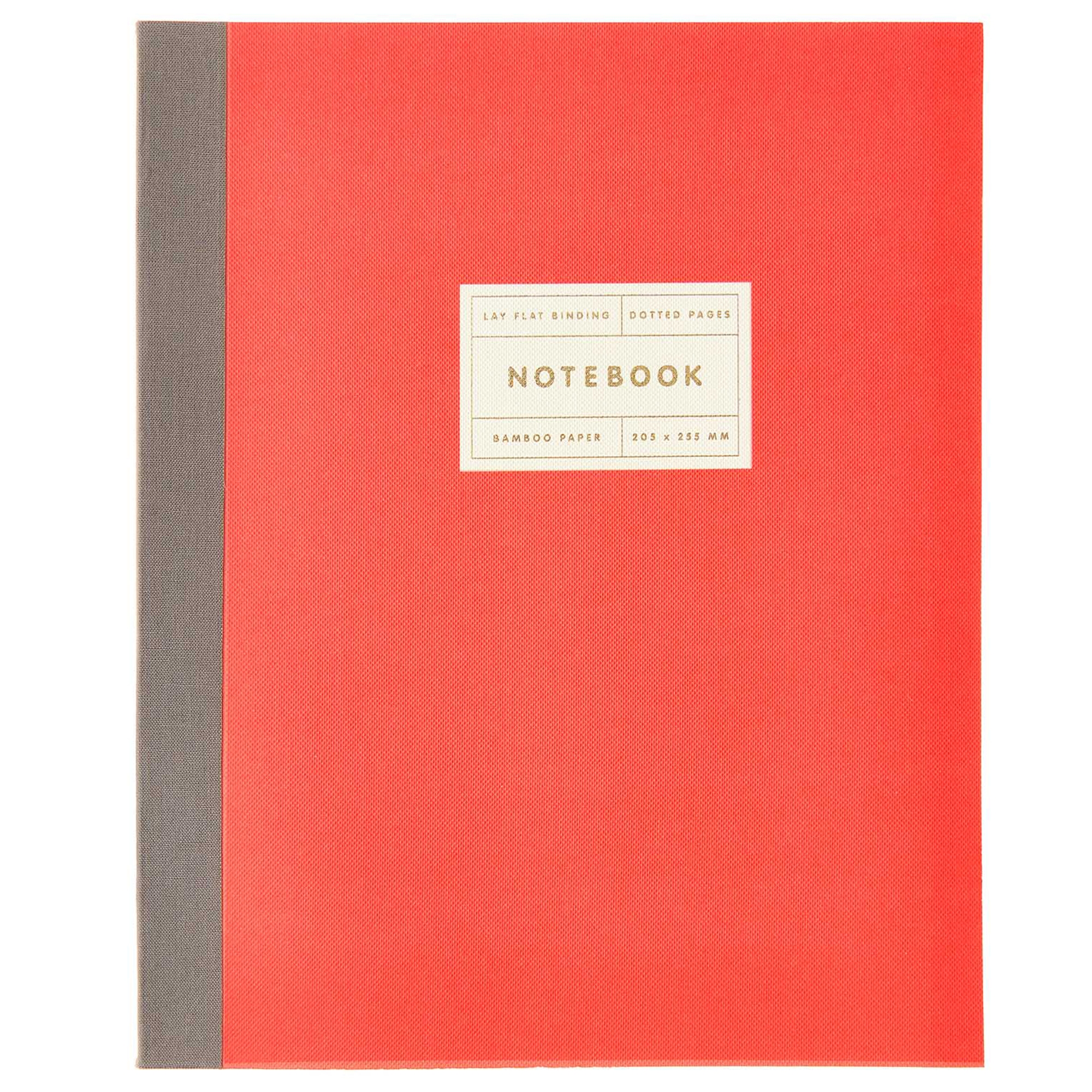 Notizbuch L Neonrot mit Goldrand Seite, Text