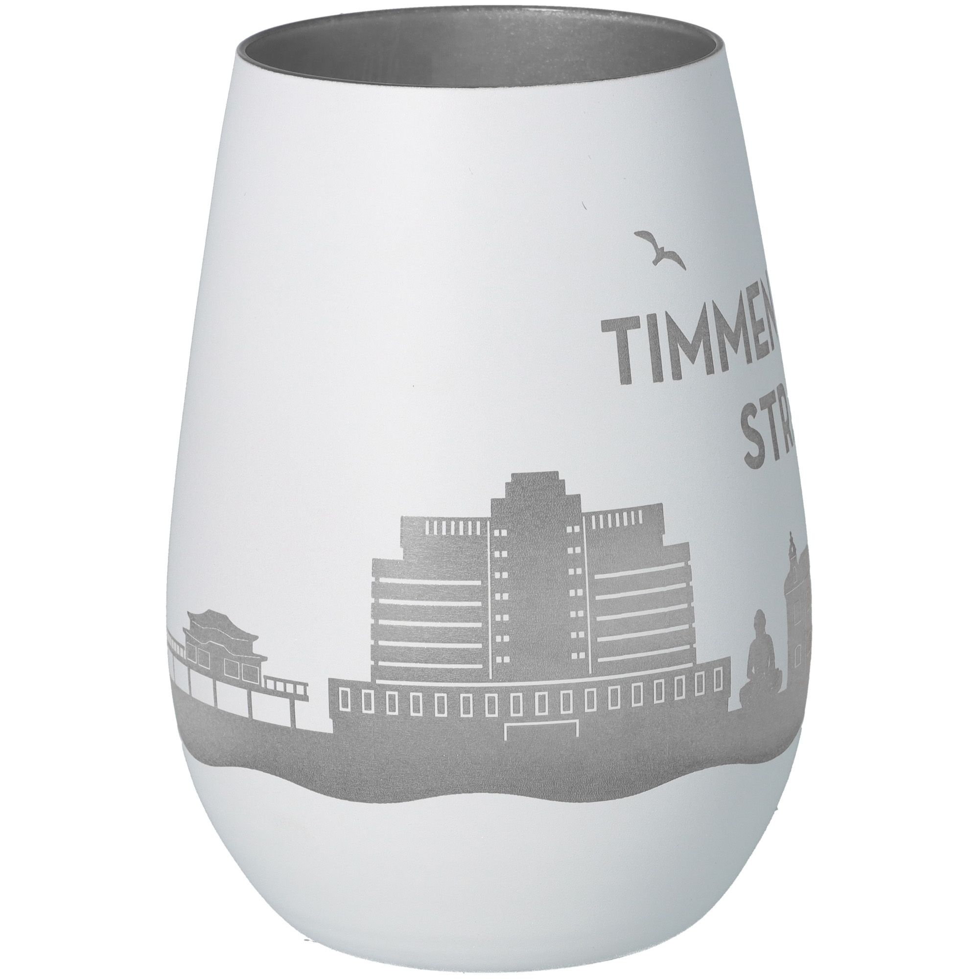 Windlicht Skyline Timmendorfer Strand Weiß/Silber Windlicht Skyline Timmendorfer Strand Weiß/Silber