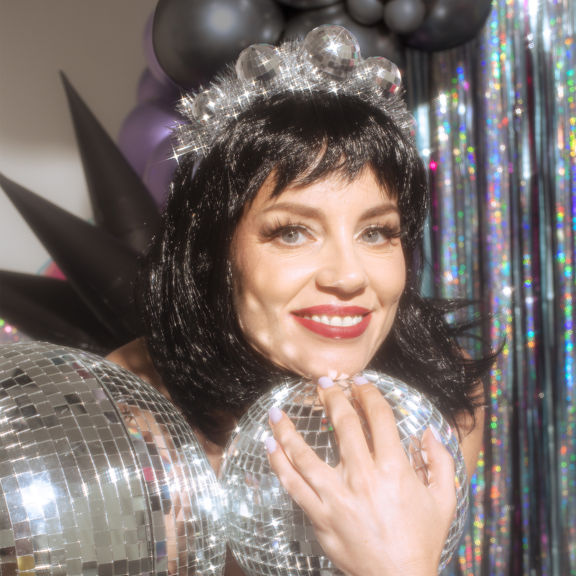 Haarreif "Silberne Discokugeln" Finger, Person, Zubehör, Sphäre, Gesicht