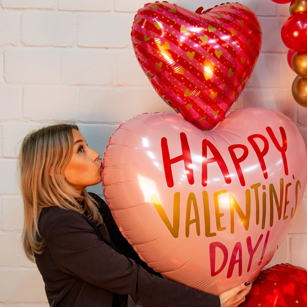 Herzballon, Valentinstag, Geschenkballon, Rosa Ballon, Feier-Accessoire