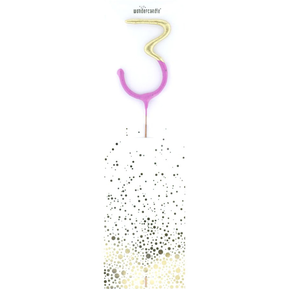 Wunderkerze Zahl "3" Gold/Pink Wunderkerze Zahl "3" Gold/Pink