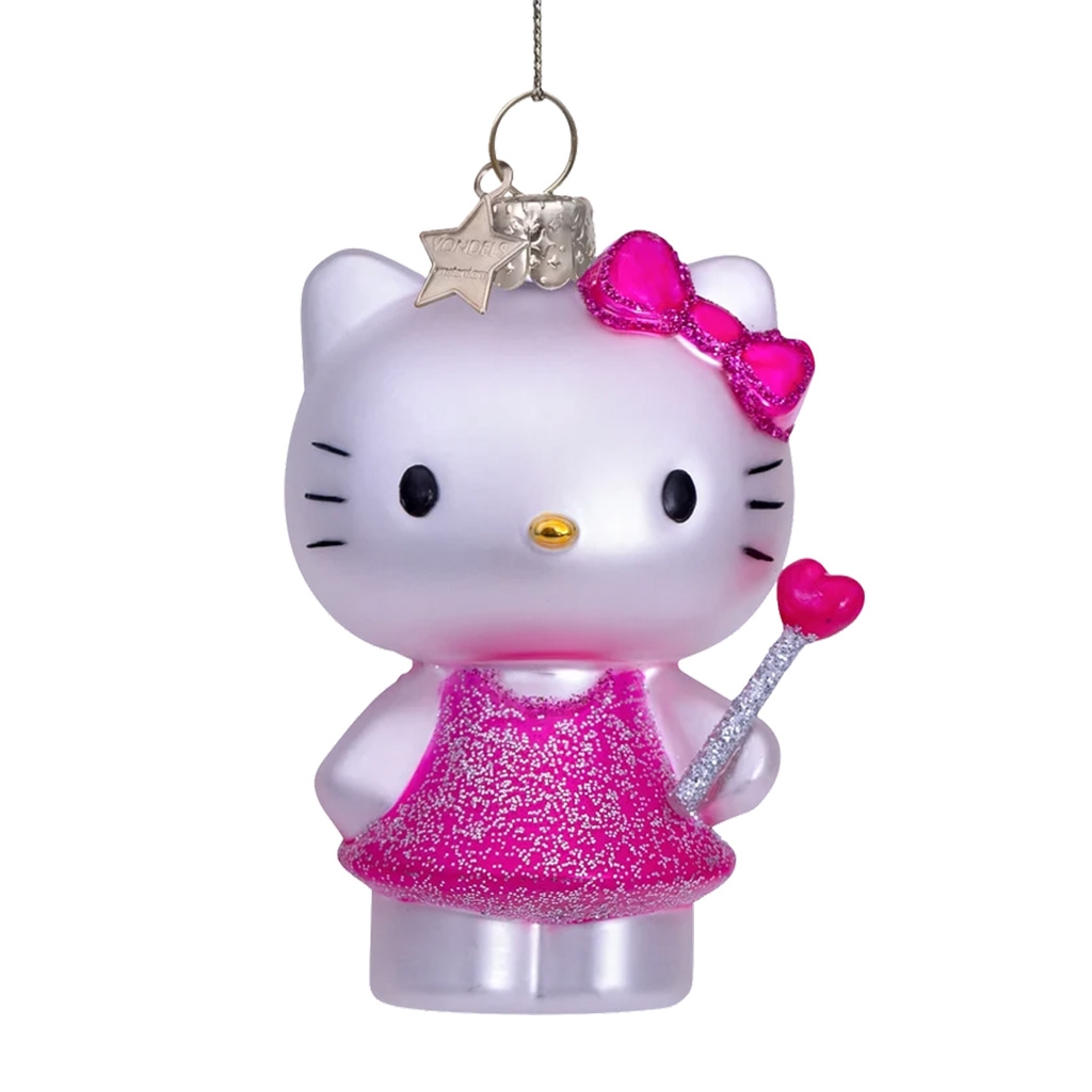 Hello Kitty, Keychain, Anhänger, Pinkes Kleid, Glitzer
