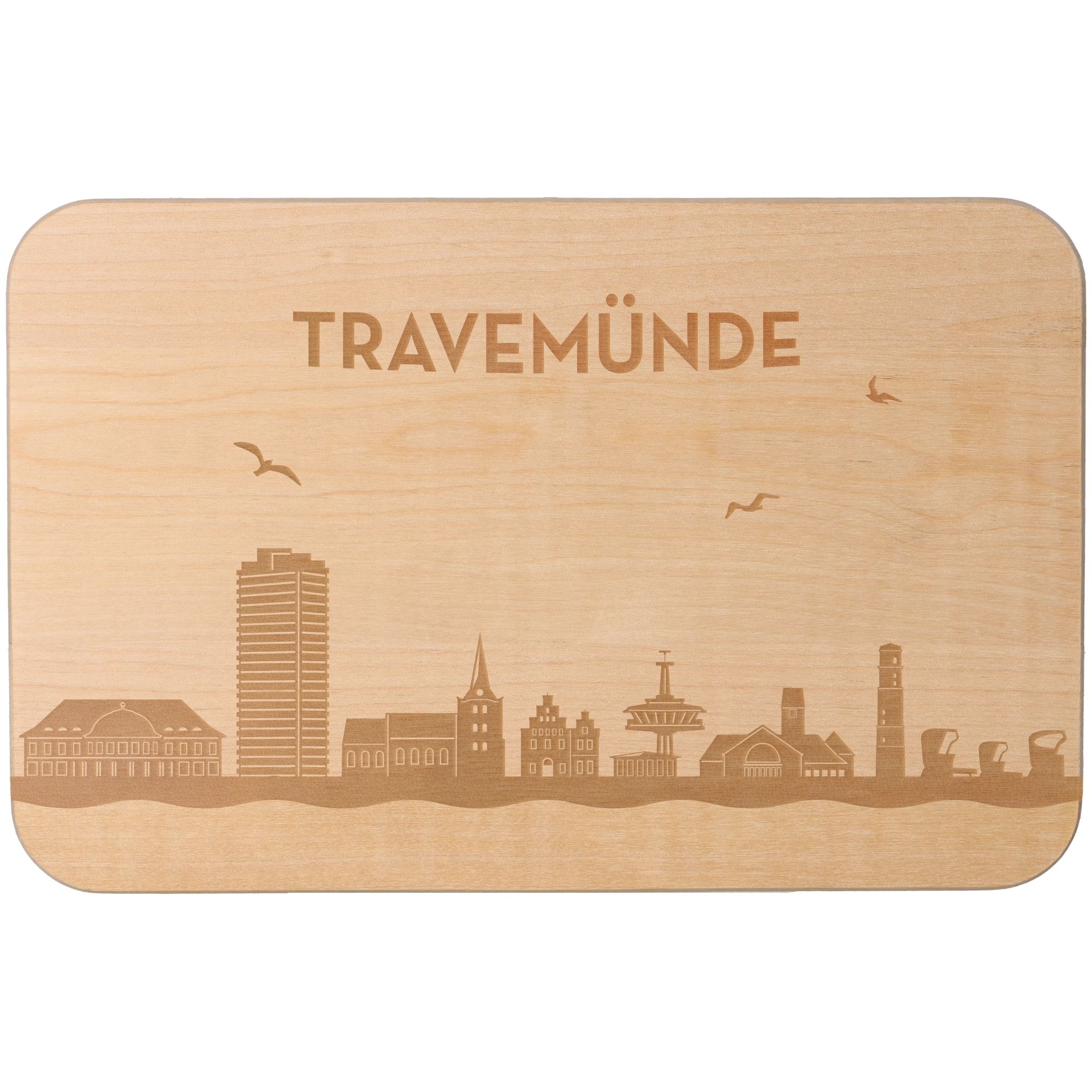 Frühstücksbrett Skyline Travemünde 23cm x 15cm x 1cm Frühstücksbrett Skyline Travemünde 23cm x 15cm x 1cm
