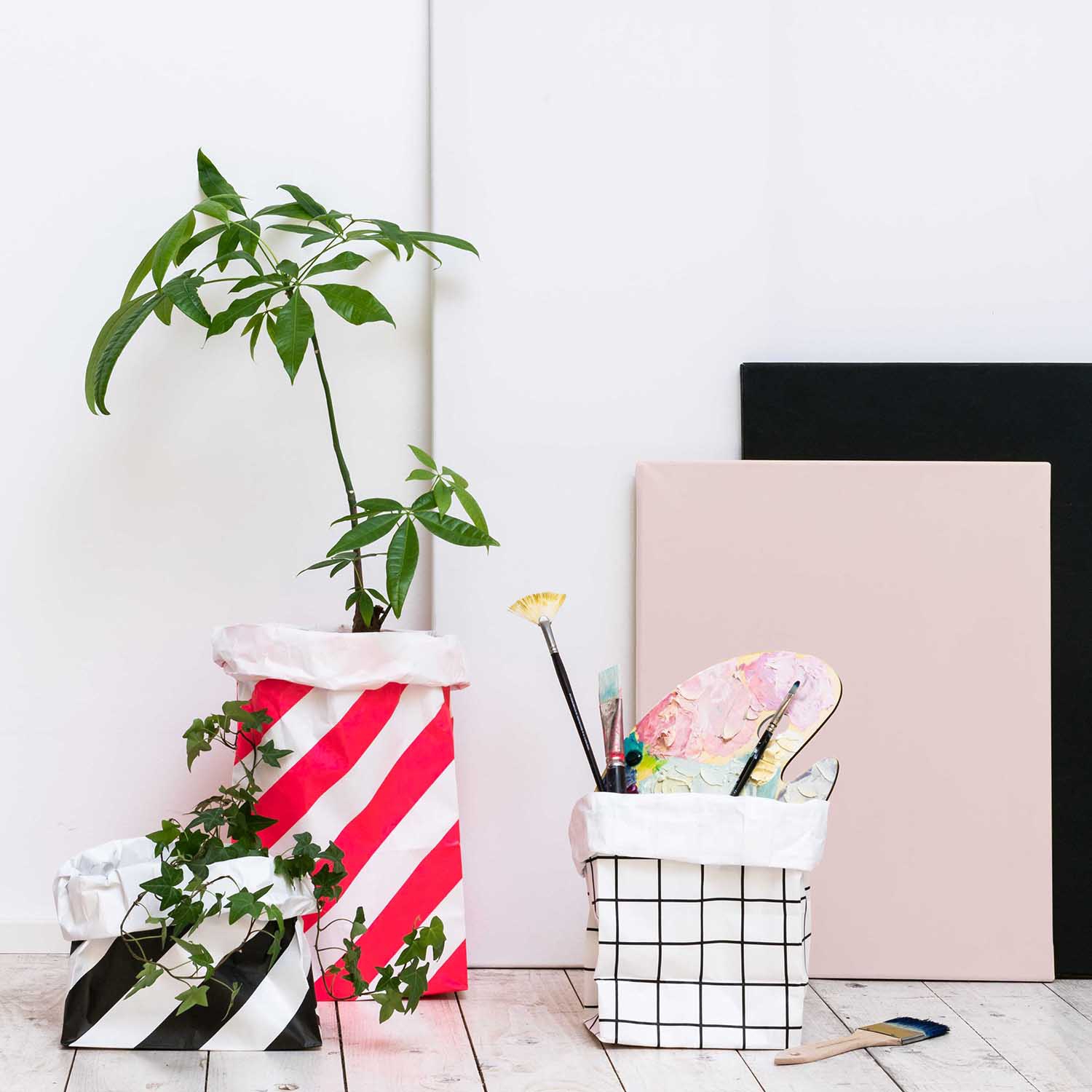 Blockbodenbeutel M - Schwarz / Weiß - 2 Stück Blockbodenbeutel M - Schwarz / Weiß - 2 Stück