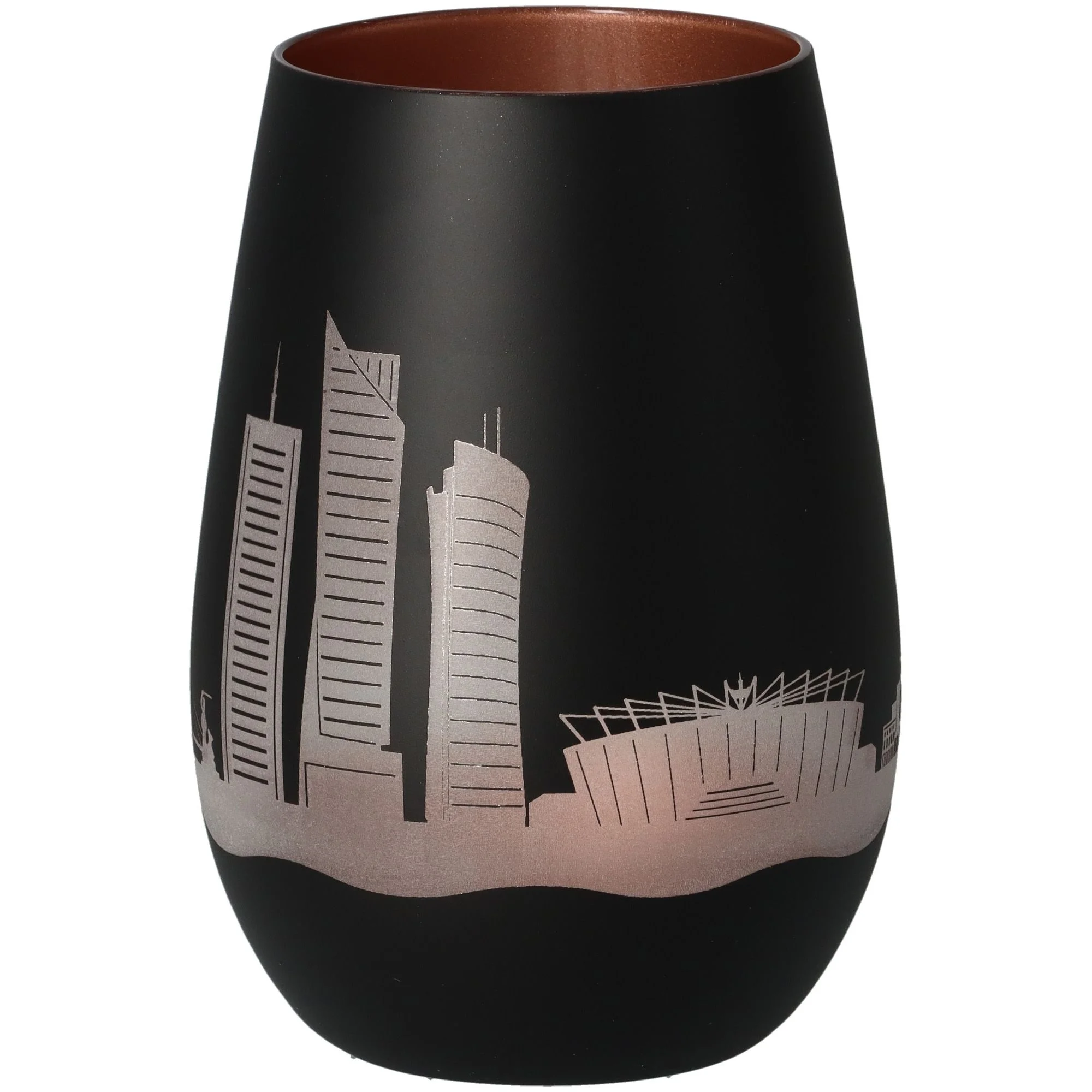 Vase, Schwarz, Stadt Silhouette, Matt, Keramik
