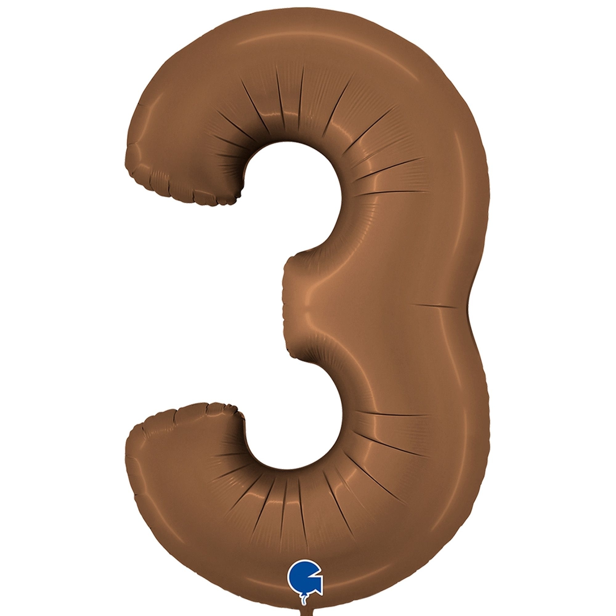 Folienballon Zahl 3 Satin Chocolate 100cm Text, Nummer, Symbol