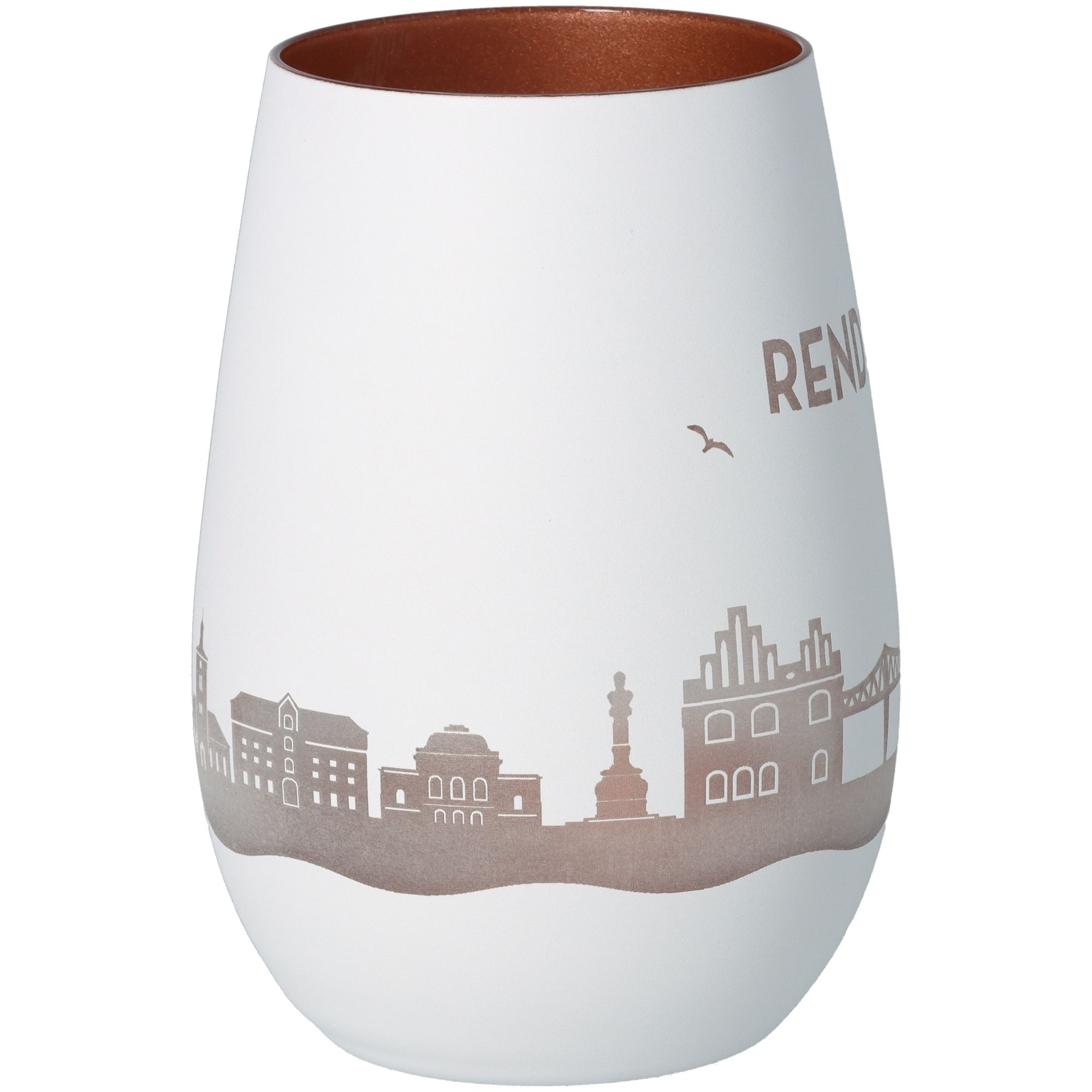Windlicht Skyline Rendsburg Weiß/Bronze Töpferei, Krug, Vase, Kunst, Porzellan