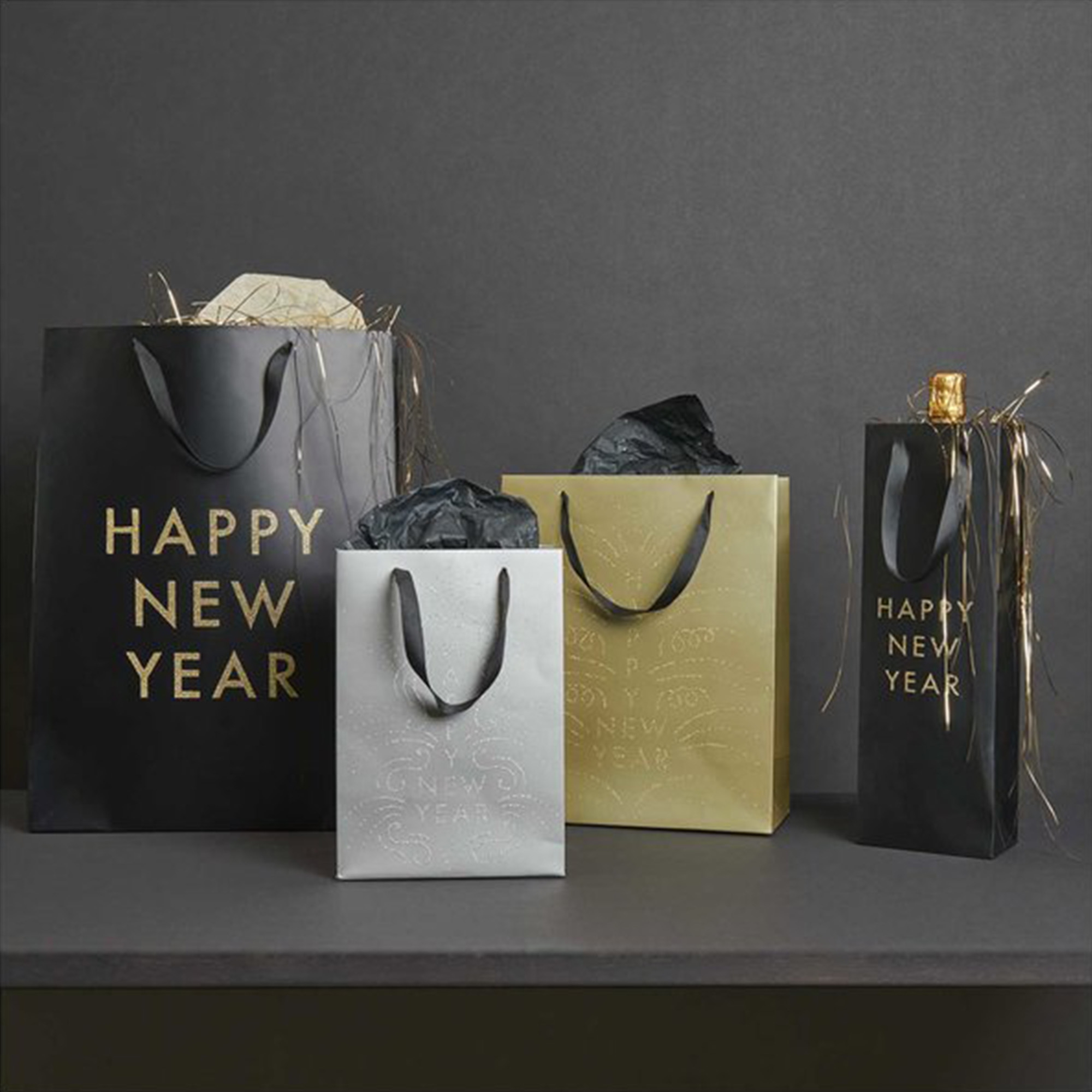 Flaschentüte Happy New Year Tasche, Tragetasche, Einkaufstasche