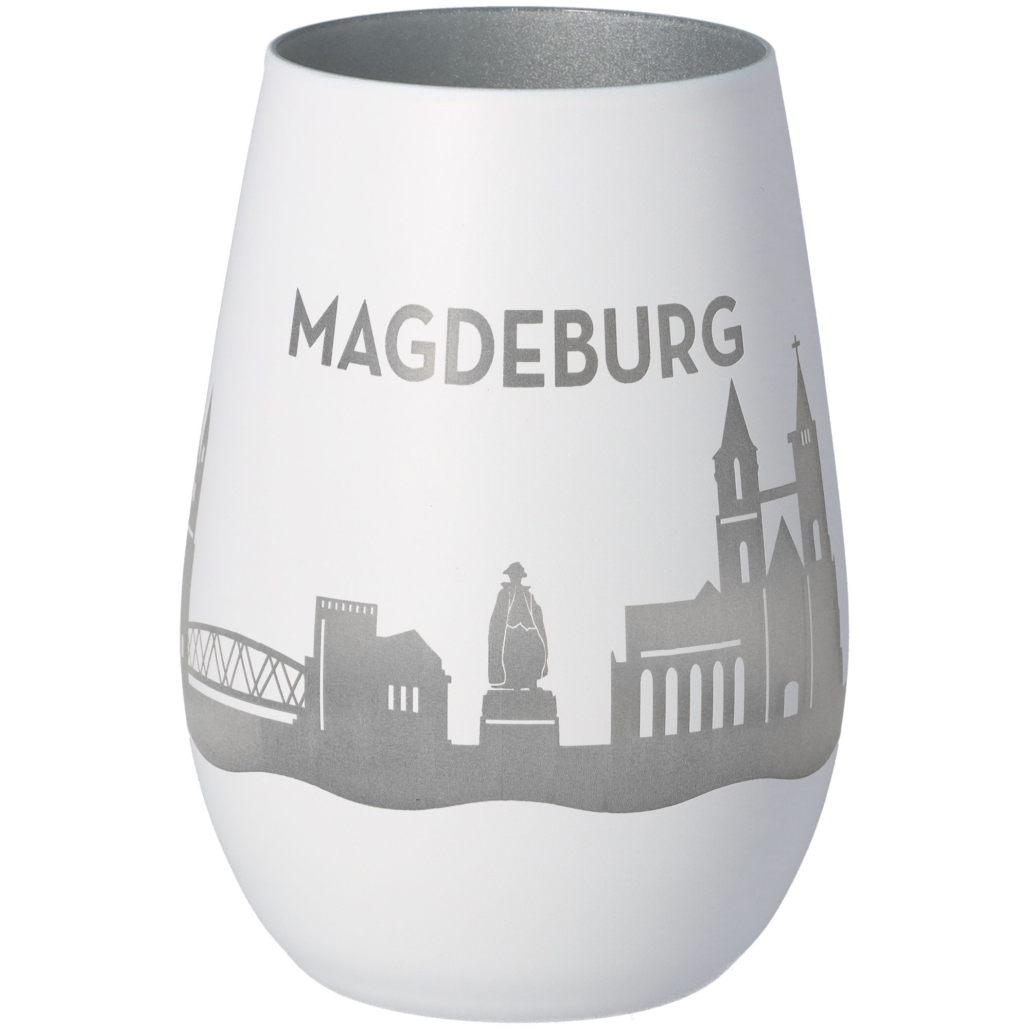 Windlicht Skyline Magdeburg Weiß/Silber Windlicht Skyline Magdeburg Weiß/Silber