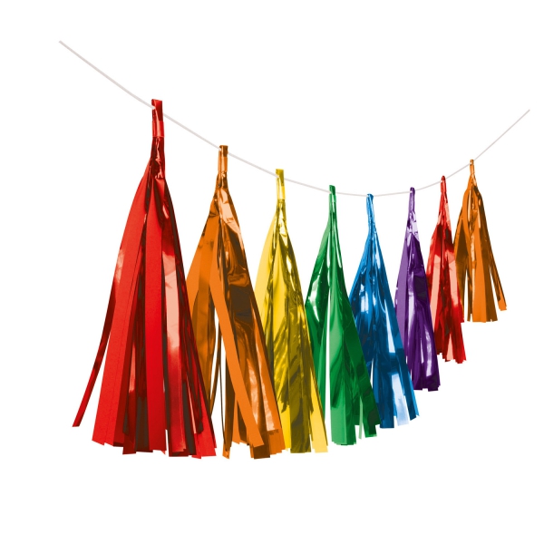 Fransengirlande Regenbogen Metallic