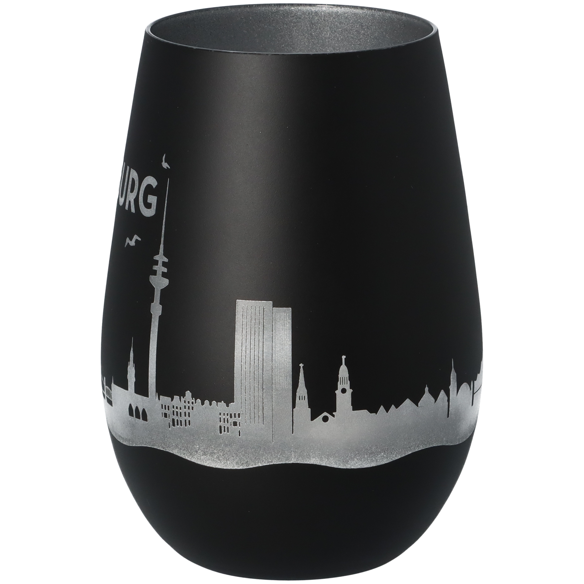 Windlicht Skyline Hamburg Schwarz/Silber Windlicht Skyline Hamburg Schwarz/Silber