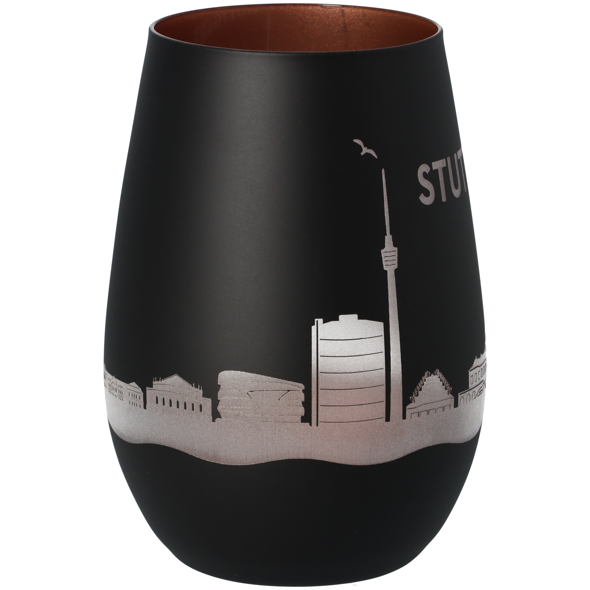 Windlicht Skyline Stuttgart Schwarz/Bronze Krug, Töpferei, Vase, Tasse