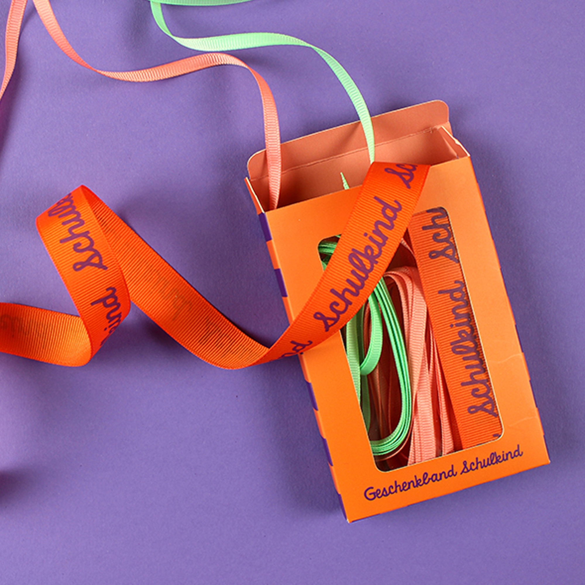 Geschenkband 3er Set "Schulkind“ Orange, Violett Zubehor, Tasche, Handtasche