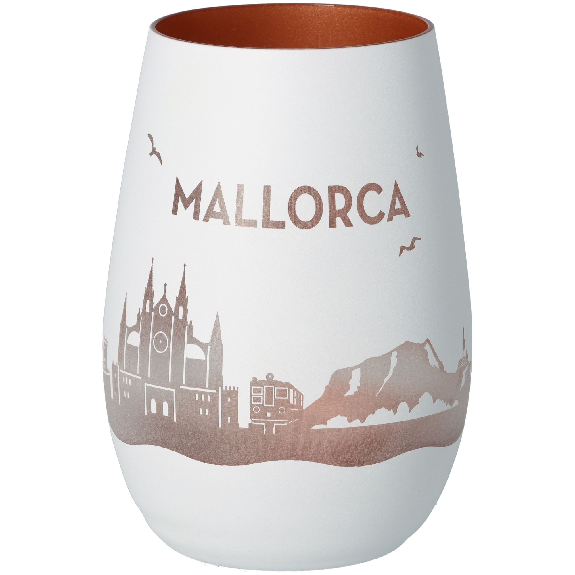 Windlicht Skyline Mallorca Weiß/Bronze Töpferei, Krug, Vase, Kunst, Porzellan