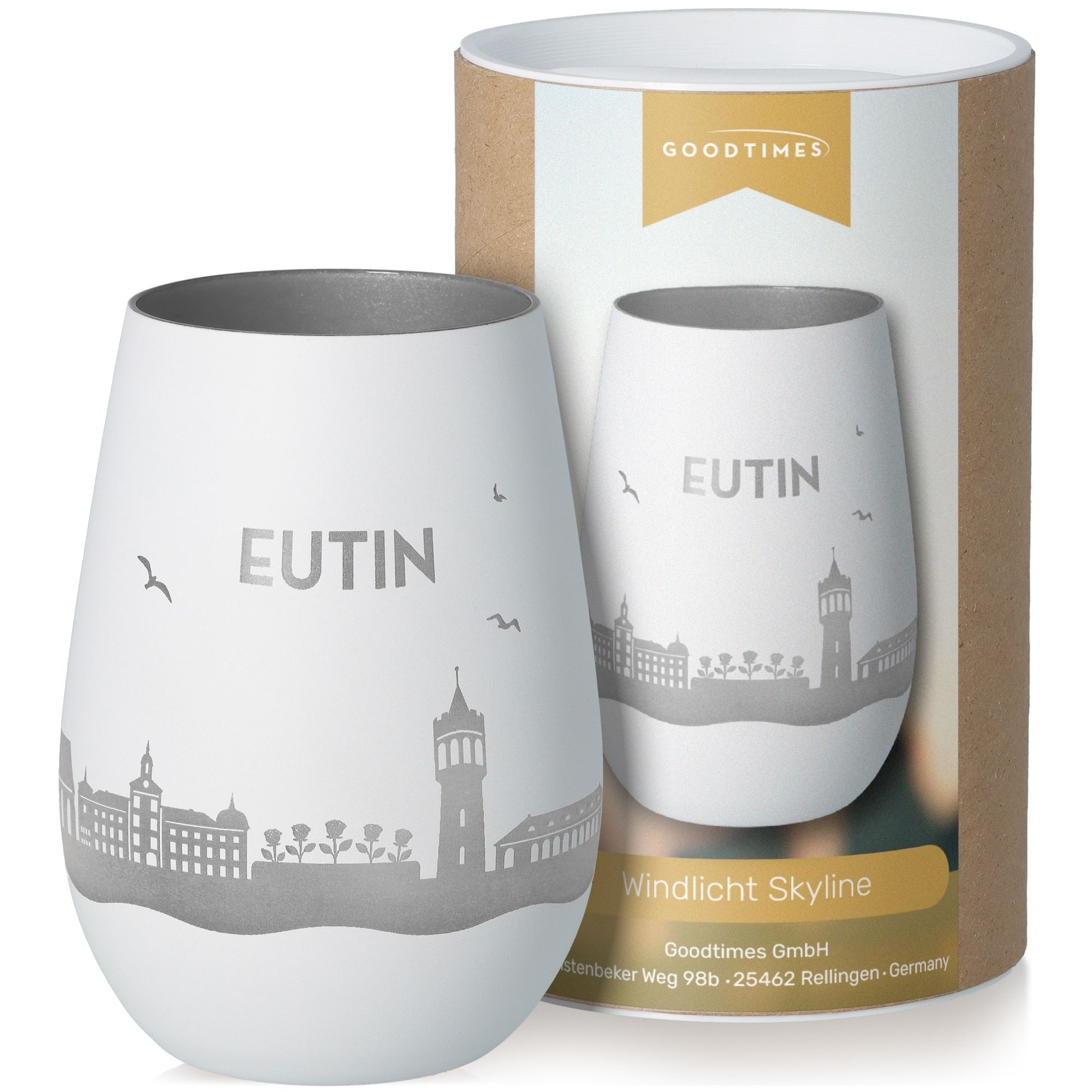 Windlicht Skyline Eutin Weiß/Silber Töpferei, Krug, Tasse