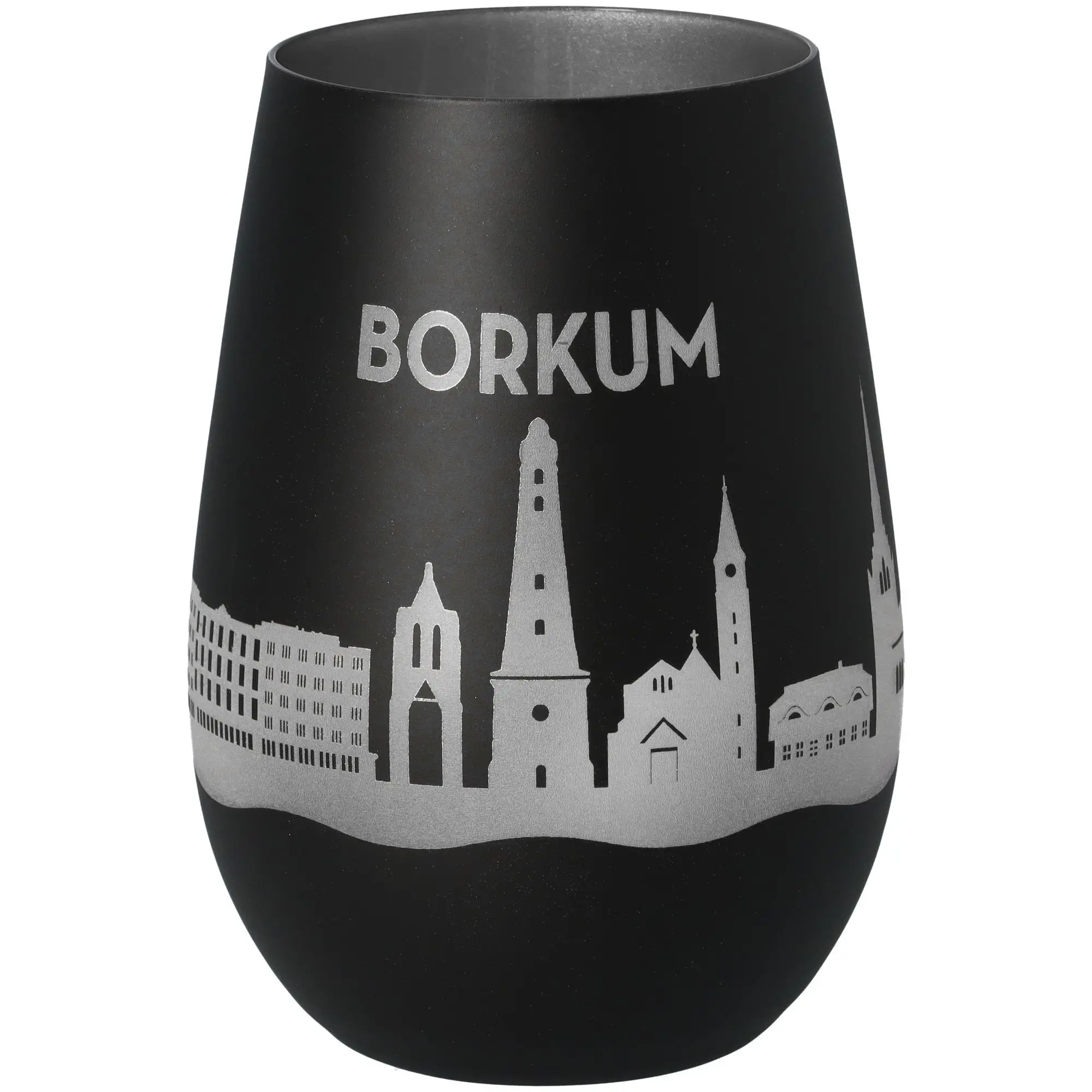 Windlicht Skyline Borkum Schwarz/Silber