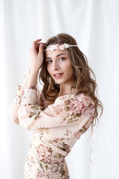 Blütenhaarkranz, Weiß/Peach Blütenhaarkranz, Weiß/Peach