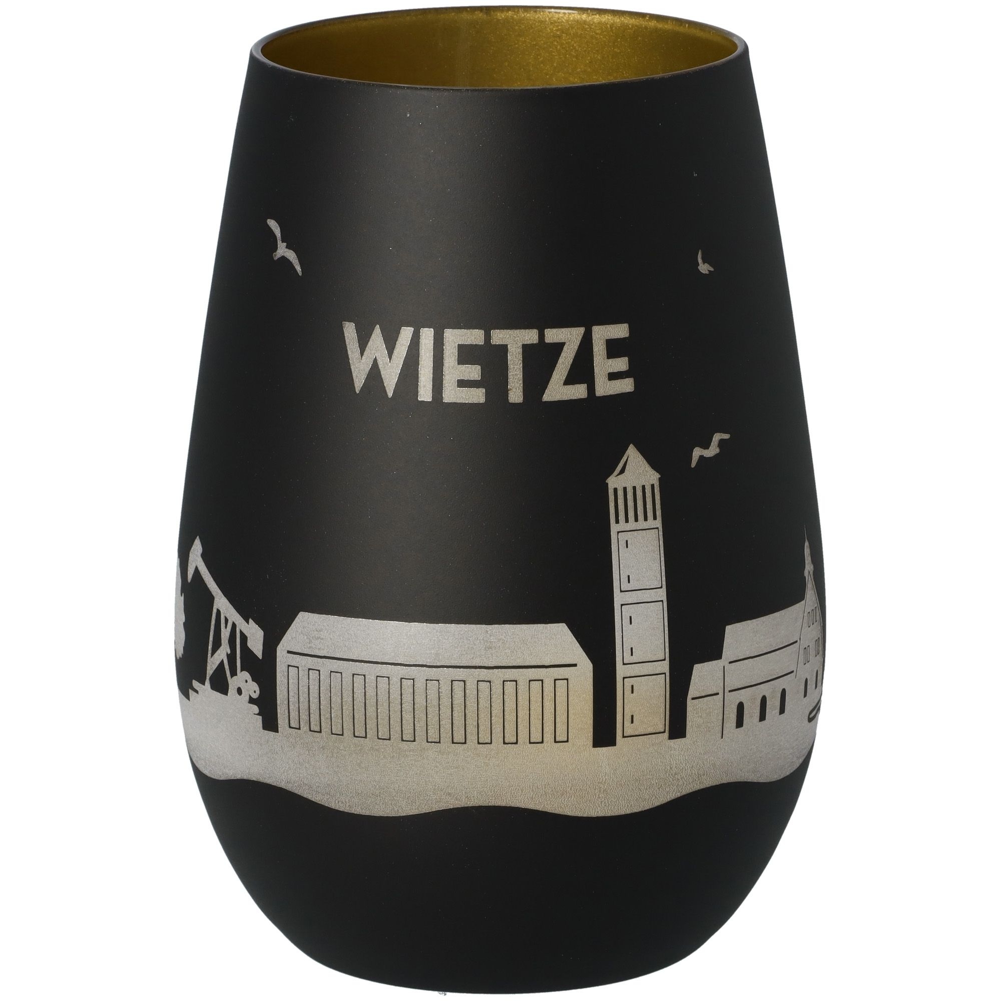 Windlicht Skyline Wietze Schwarz/Gold Krug, Töpferei, Tasse, Vase