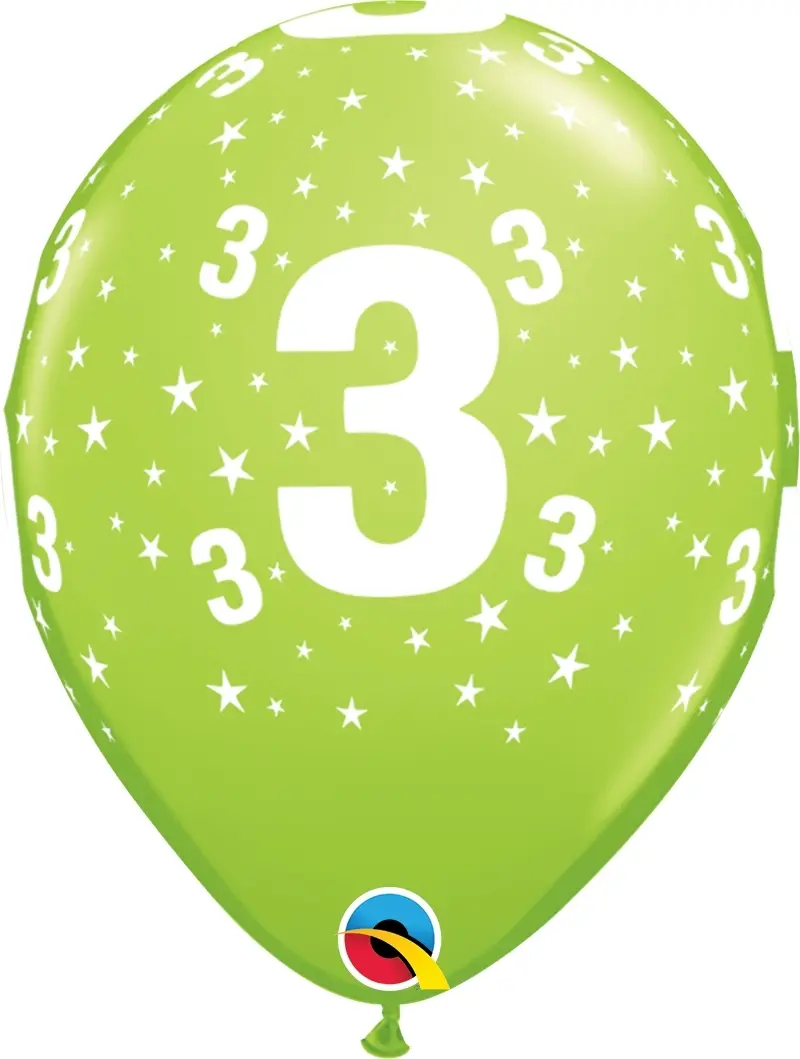 Qualatex Latexballon 3. Geburtstag verschiedene Farben Ø 30cm