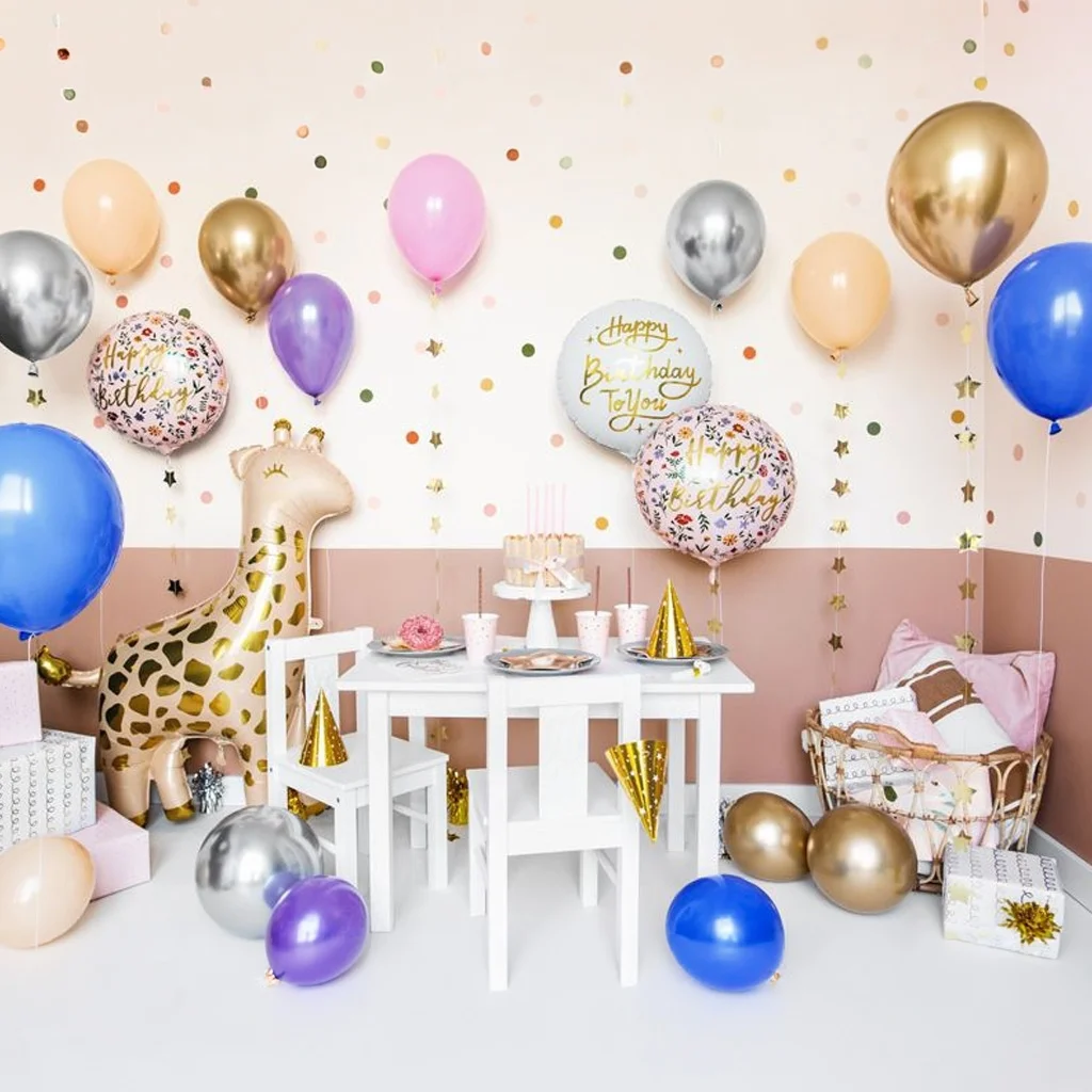 balloons, birthday, giraffe, giraffe decoration, party table