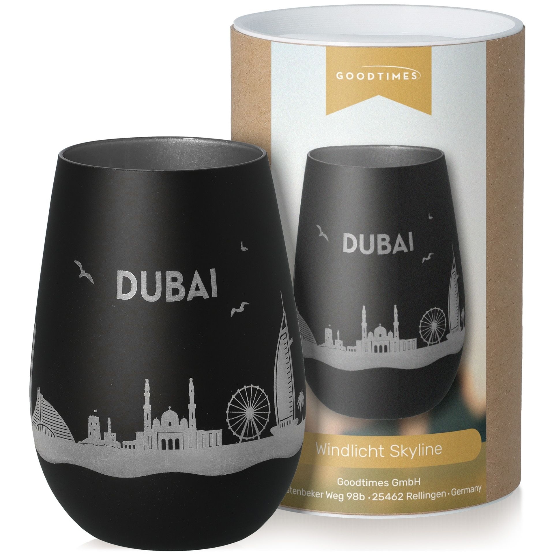 Windlicht Skyline Dubai Schwarz/Silber Krug, Töpferei
