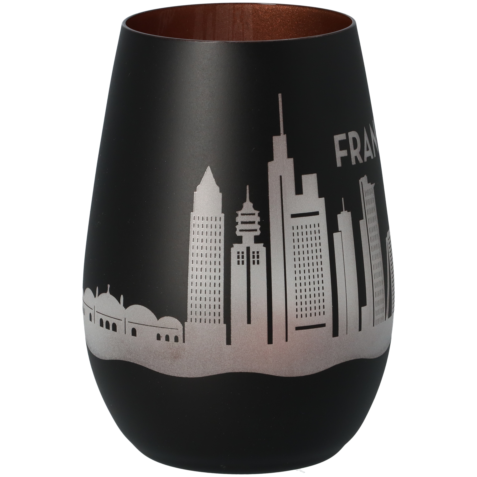 Windlicht Skyline Frankfurt Schwarz/Bronze