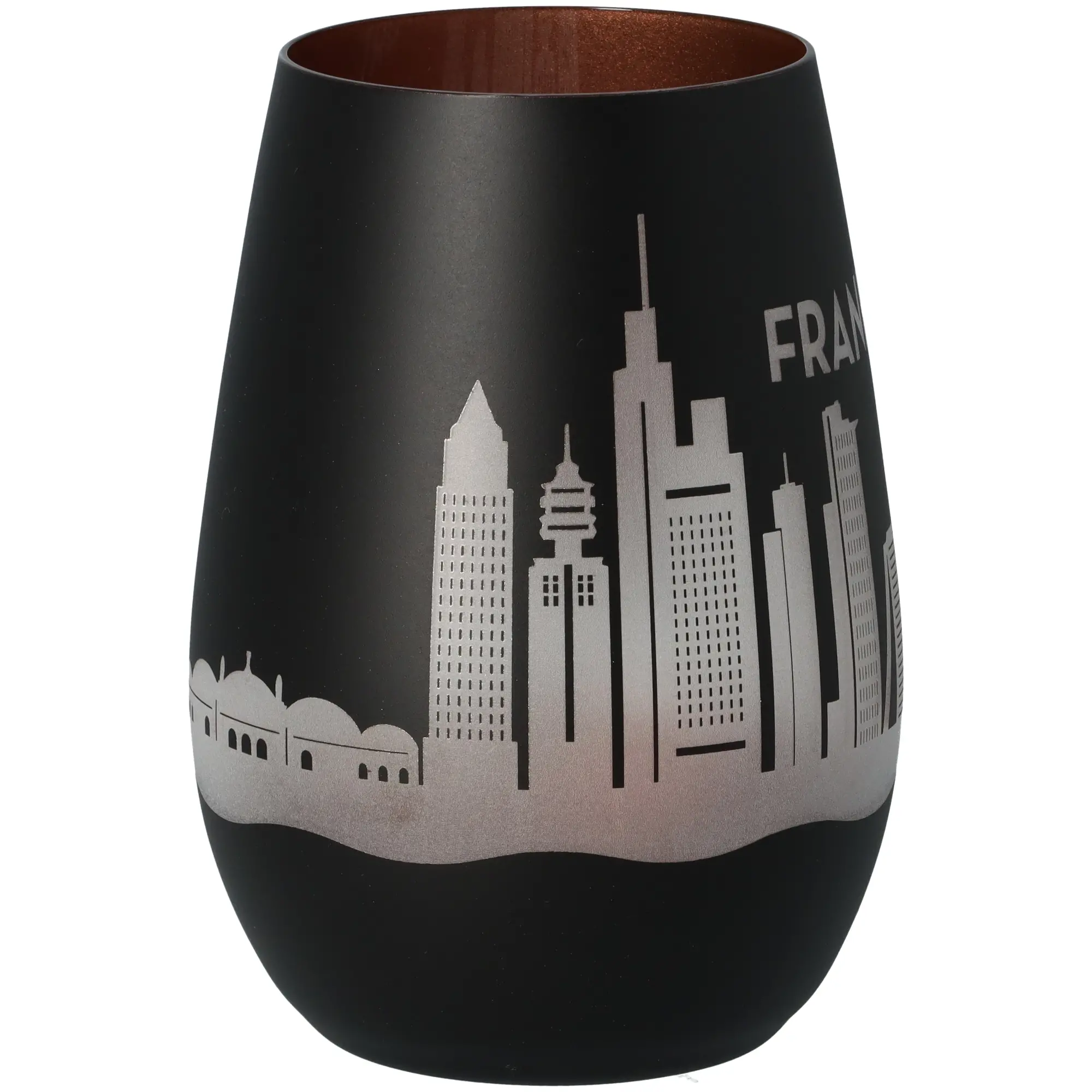 Windlicht Skyline Frankfurt Schwarz/Bronze