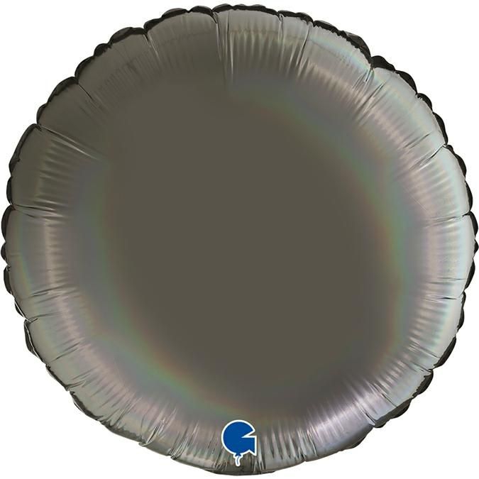 Folienballon Rund Rainbow Holo Platinum Grey 45cm