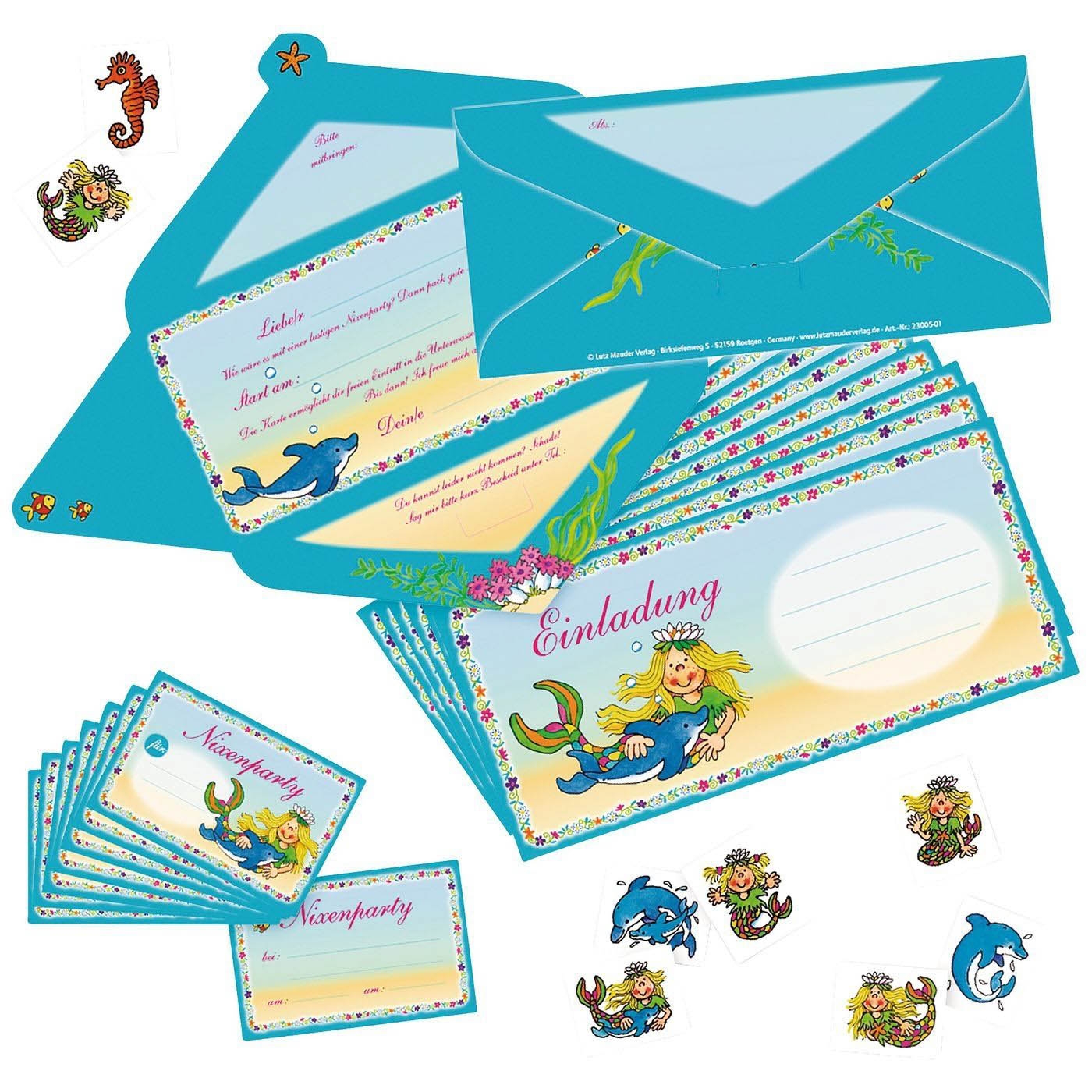 Sina Seestern - Meerjungfrau Einladungskarten-Set 24 tlg.
