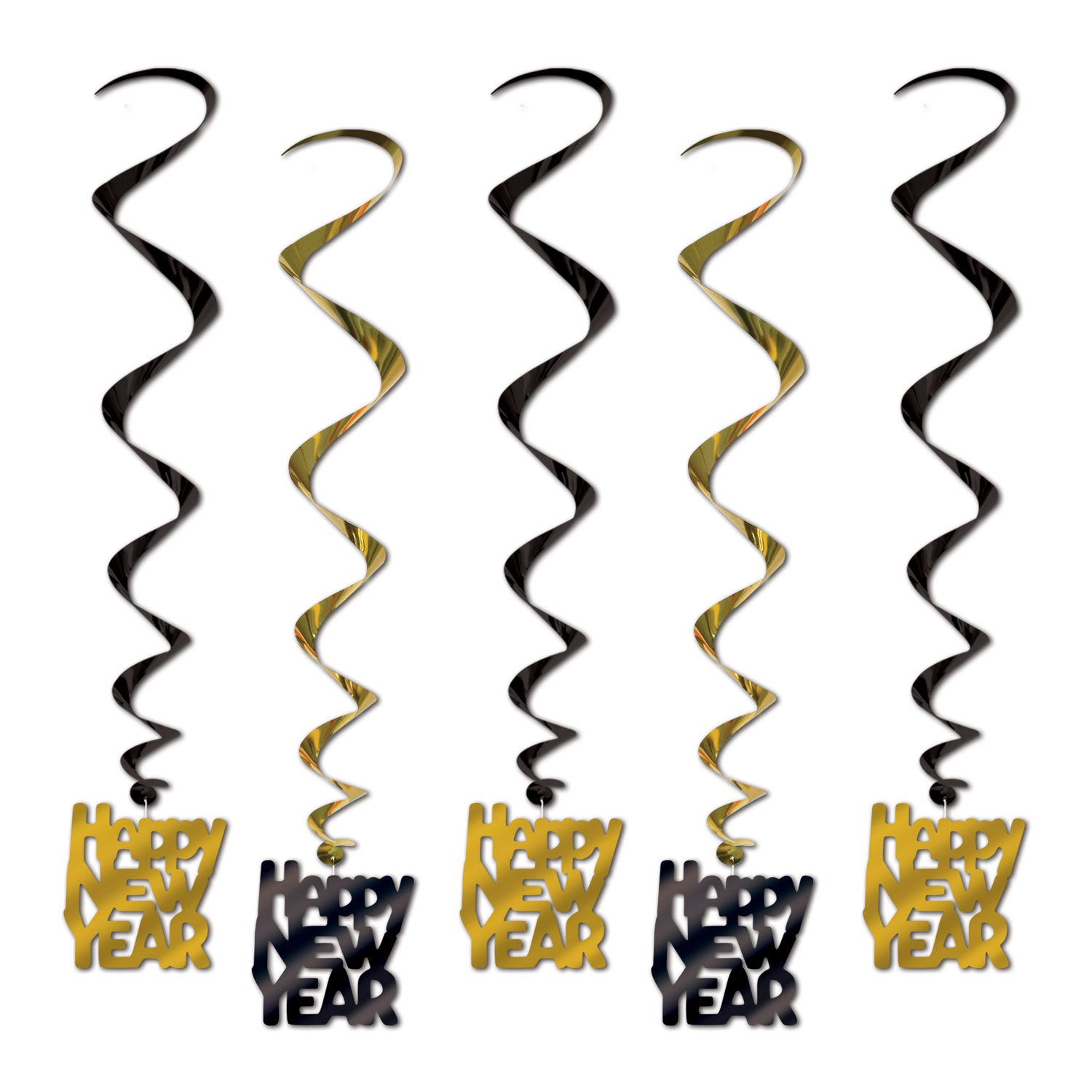 Hängedekoration "Happy New Year" 5er Set, Gold/Schwarz Hängedekoration "Happy New Year" 5er Set, Gold/Schwarz