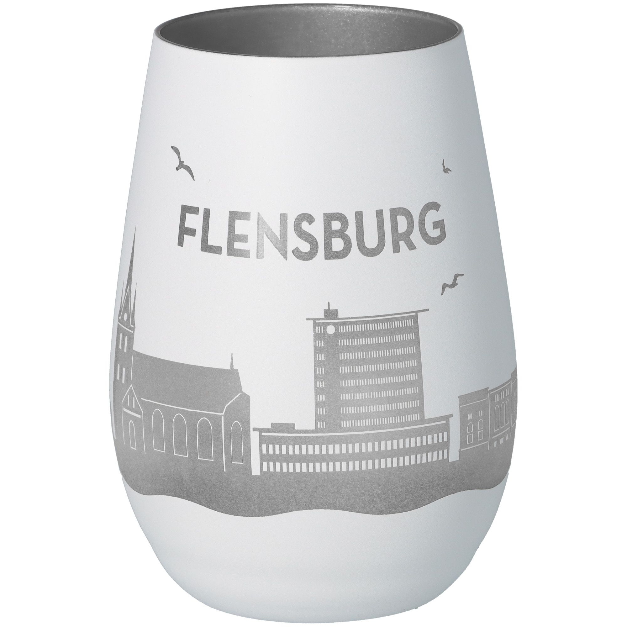 Windlicht Skyline Flensburg Weiß/Silber Windlicht Skyline Flensburg Weiß/Silber