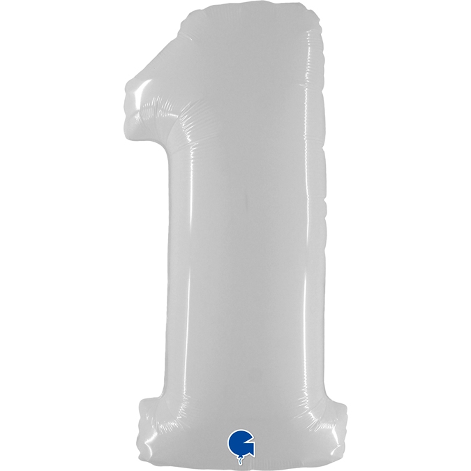 Folienballon Zahl 1 Shiny White 100cm/40" Folienballon Zahl 1 Shiny White 100cm/40"