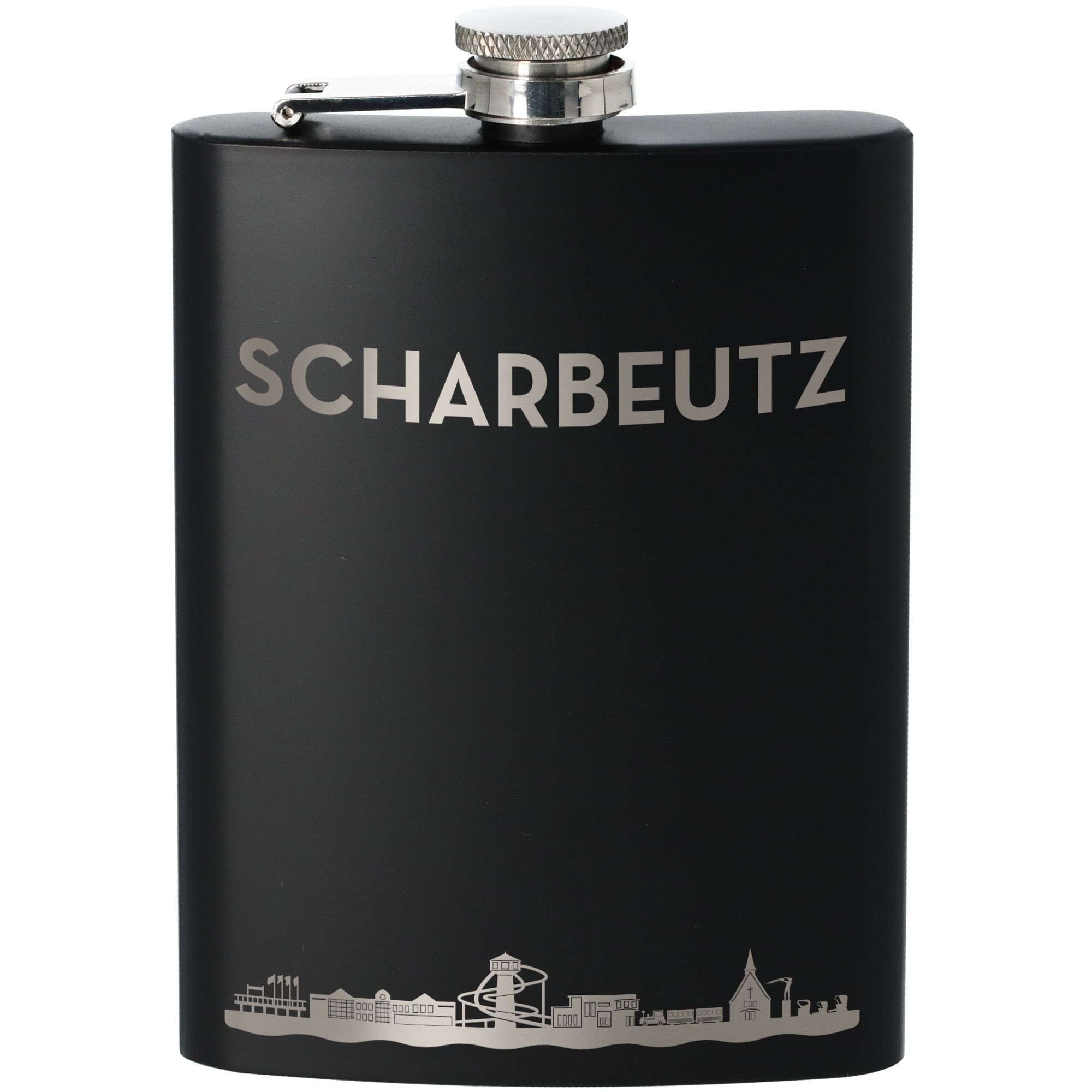 Flachmann Skyline Scharbeutz Schwarz 225ml Flasche, Rasierwasser