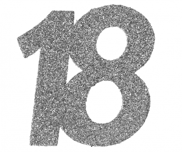 Glitzerkonfetti "18", Silber, 6 Teile Glitzerkonfetti "18", Silber, 6 Teile