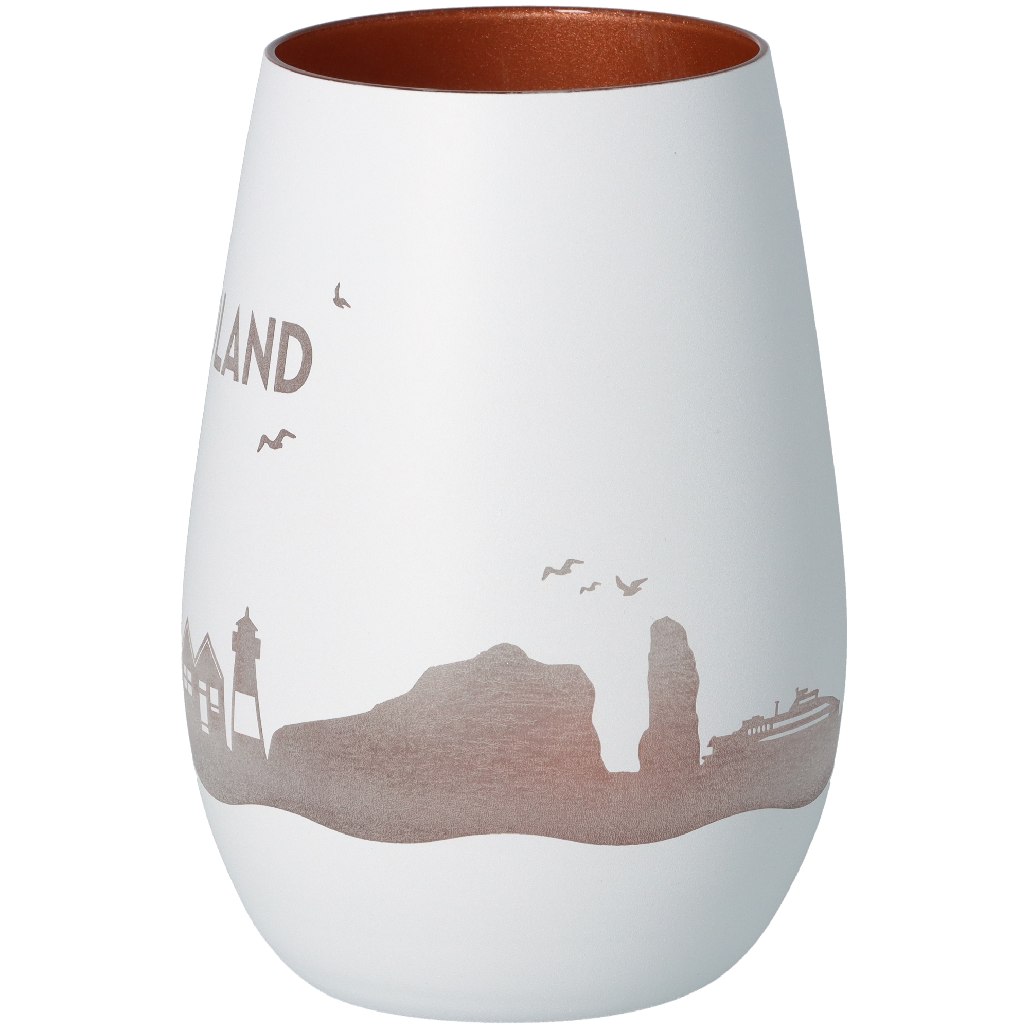 Windlicht Skyline Helgoland Weiß/Bronze Töpferei, Krug, Vase, Kunst, Porzellan