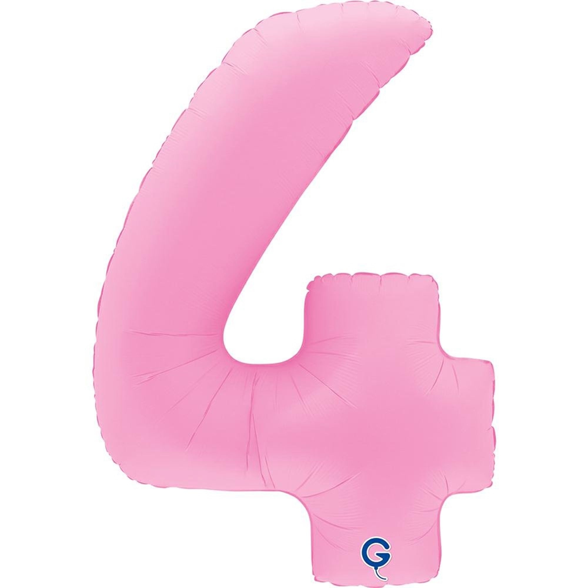 Folienballon Zahl 4 Soft Matte Sakura Pink 100cm Luftballon, Zahl-4, Girlie Pink, Ballongfigur, Latexballon