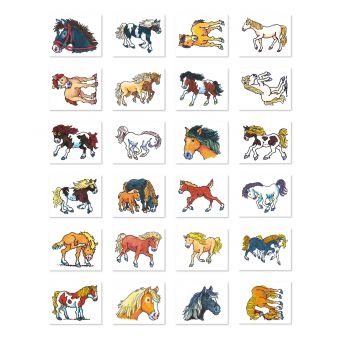 Pferde - 24 Mini-Tattoos "Mein Ponyhof"