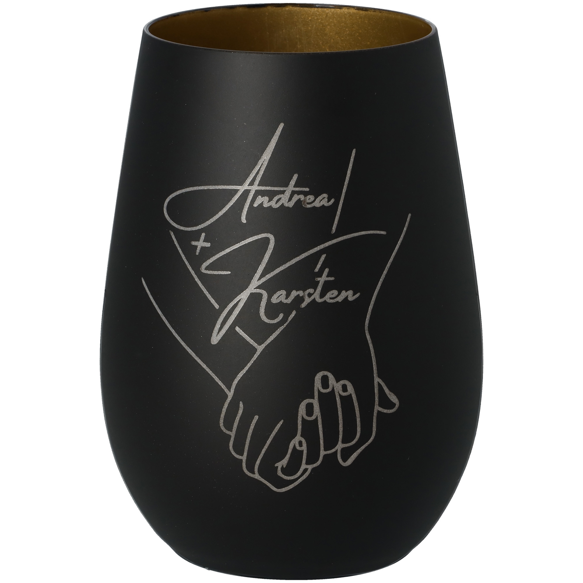 Windlicht Händchen halten "Namen" Schwarz/Gold Windlicht Händchen halten "Namen" Schwarz/Gold