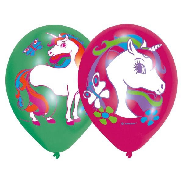 Einhorn - Ballons 6 Stück, Ø 30cm