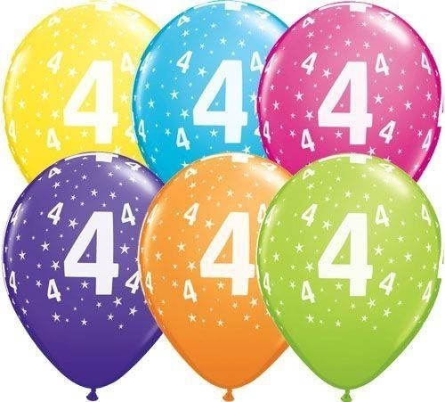 Qualatex Latexballon 4. Geburtstag verschiedene Farben Ø 30cm