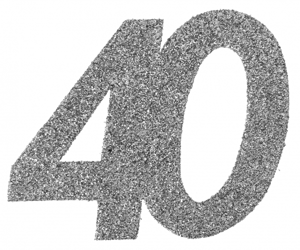Glitzerkonfetti "40", Silber, 6 Teile Glitzerkonfetti "40", Silber, 6 Teile