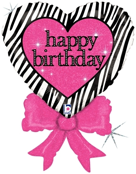 Folienballon Zebra-Herz mit Schleife Holographic 76 cm Folienballon Zebra-Herz mit Schleife Holographic 76 cm